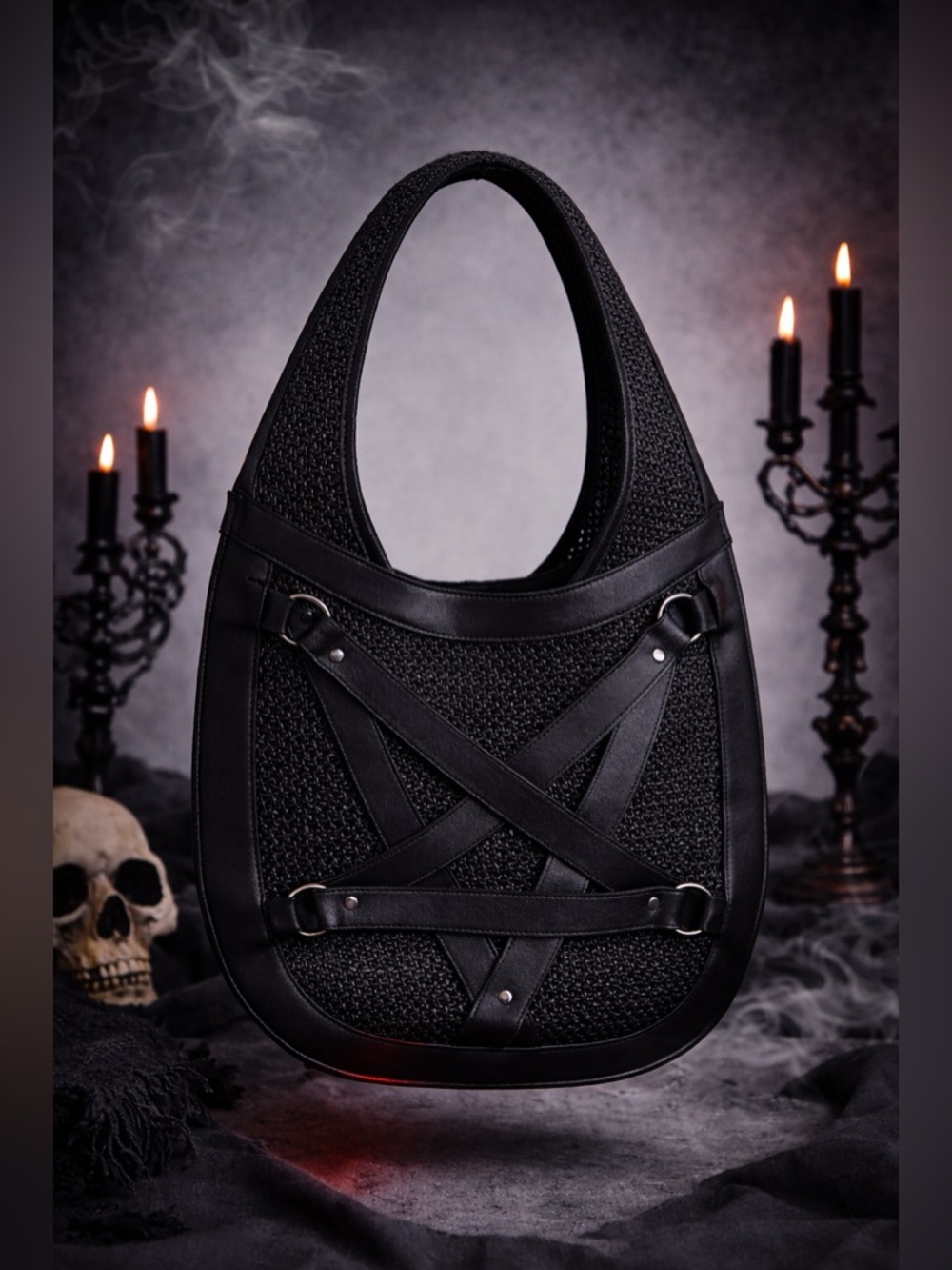 Killstar Black Mesh Goth Shoulder Bag Pentagram Strap Alt Punk Grunge Y2K